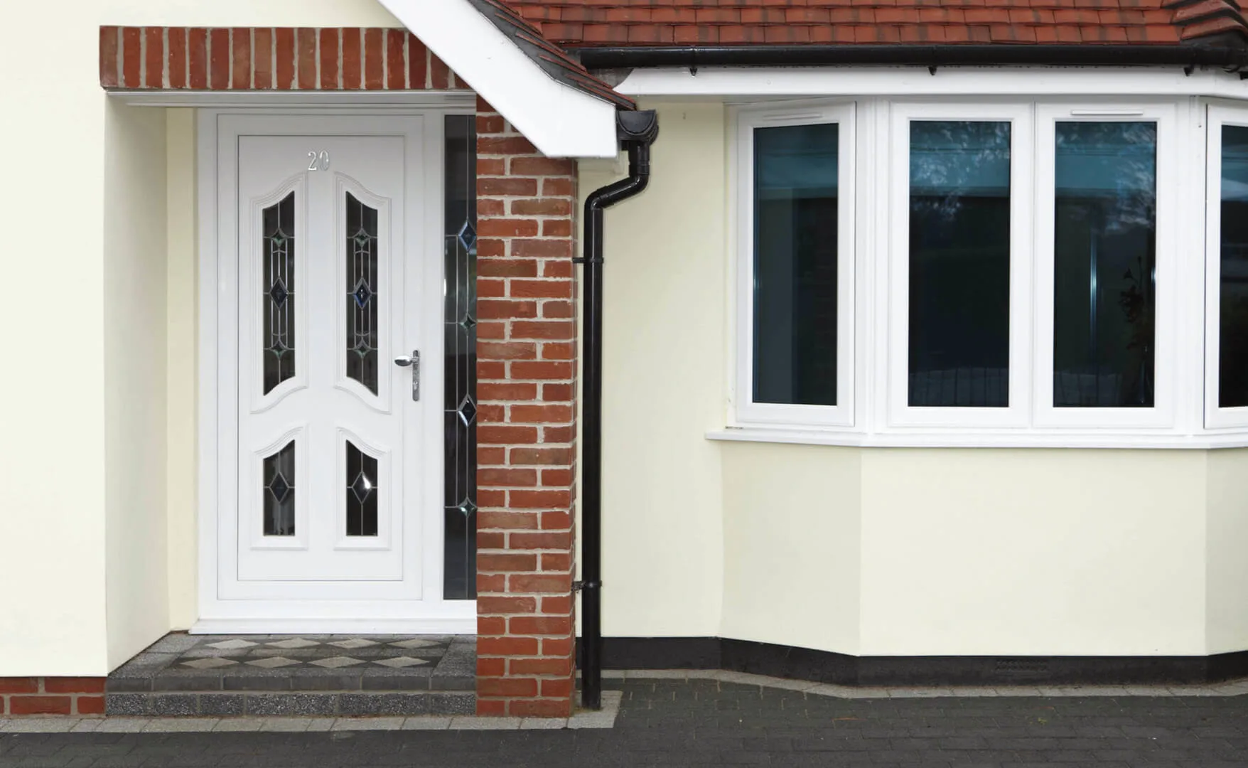 upvc front door in white full glaze
