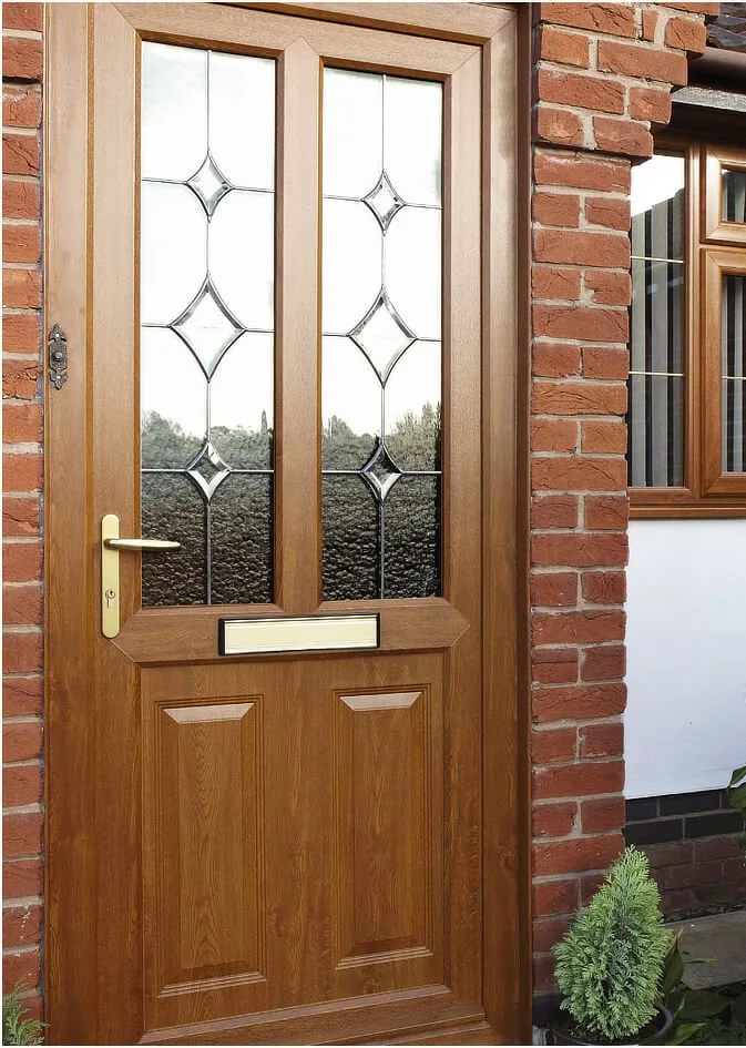 upvc front door half glazed in light oak